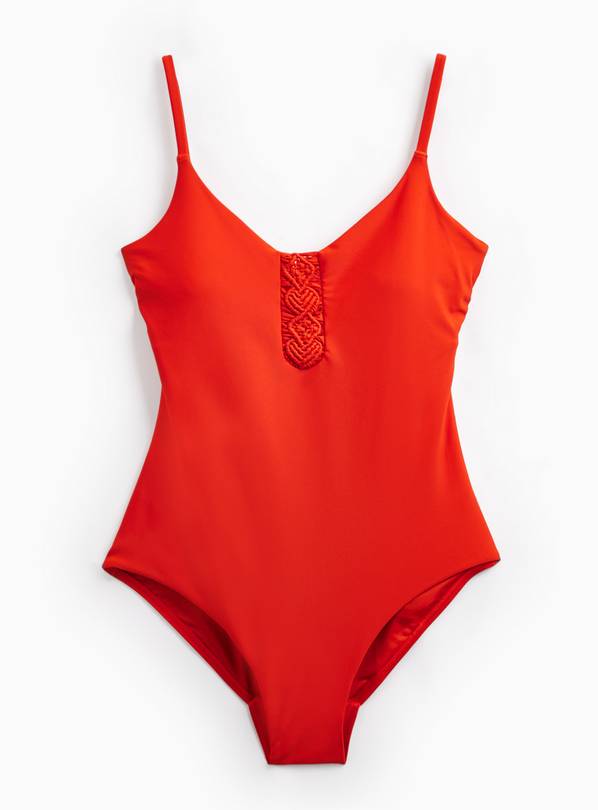 Orange Macrame Front Detail Swimsuit 18